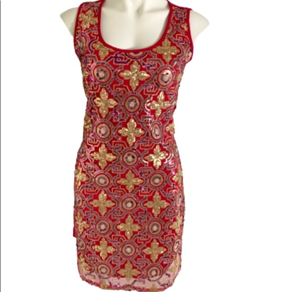 Francesca's Collections Dresses & Skirts - NWT Francesca’s Women’s Buttons Pink And Gold Sequence Mini Dress. Size M